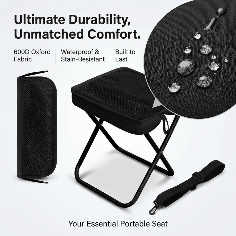 Foldable Backpack Stool, 2-in-1 Portable Camping Stool with Sling Bag, 260LBS...