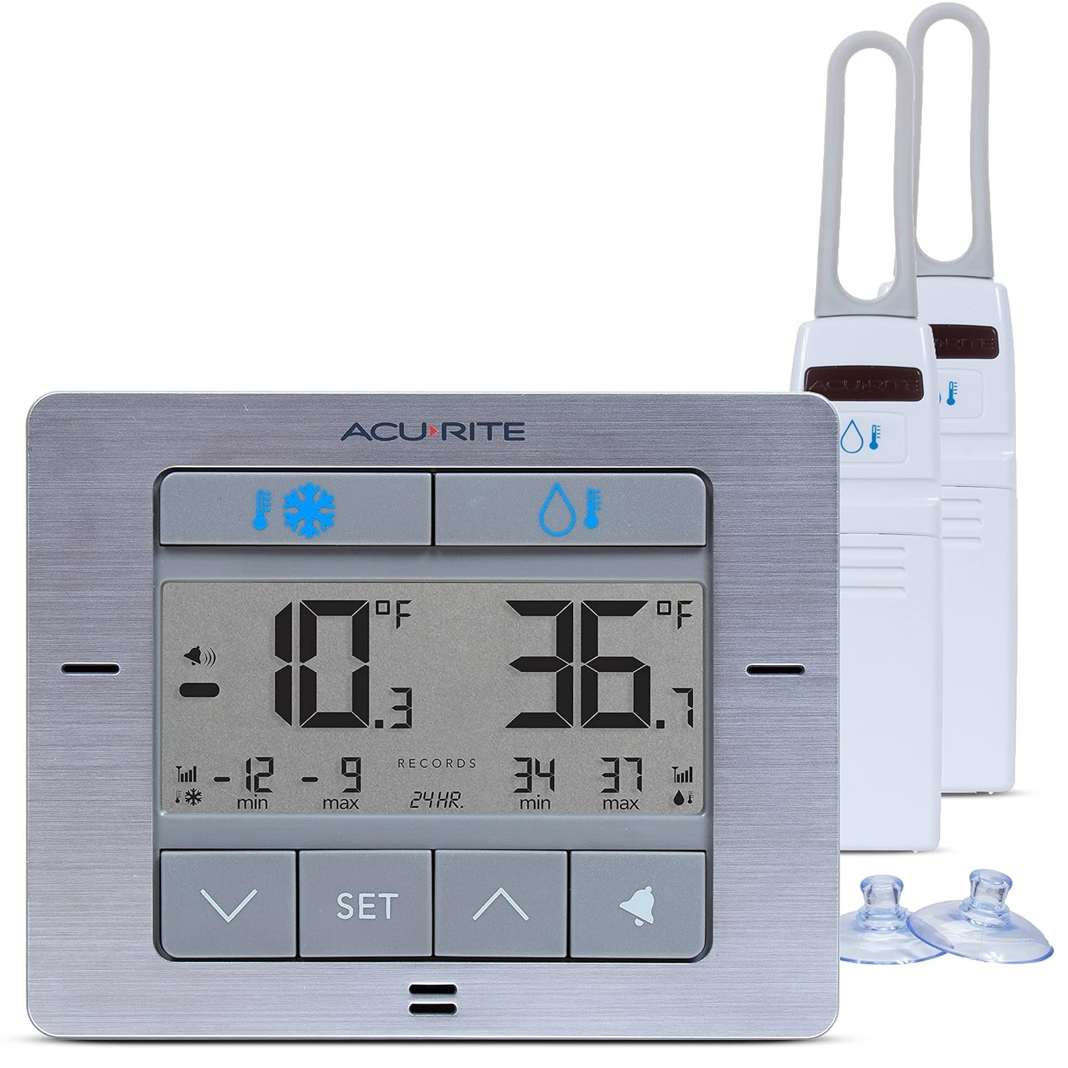AcuRite Digital Wireless Fridge and Freezer Thermometer with Alarm, Max/Min Temp