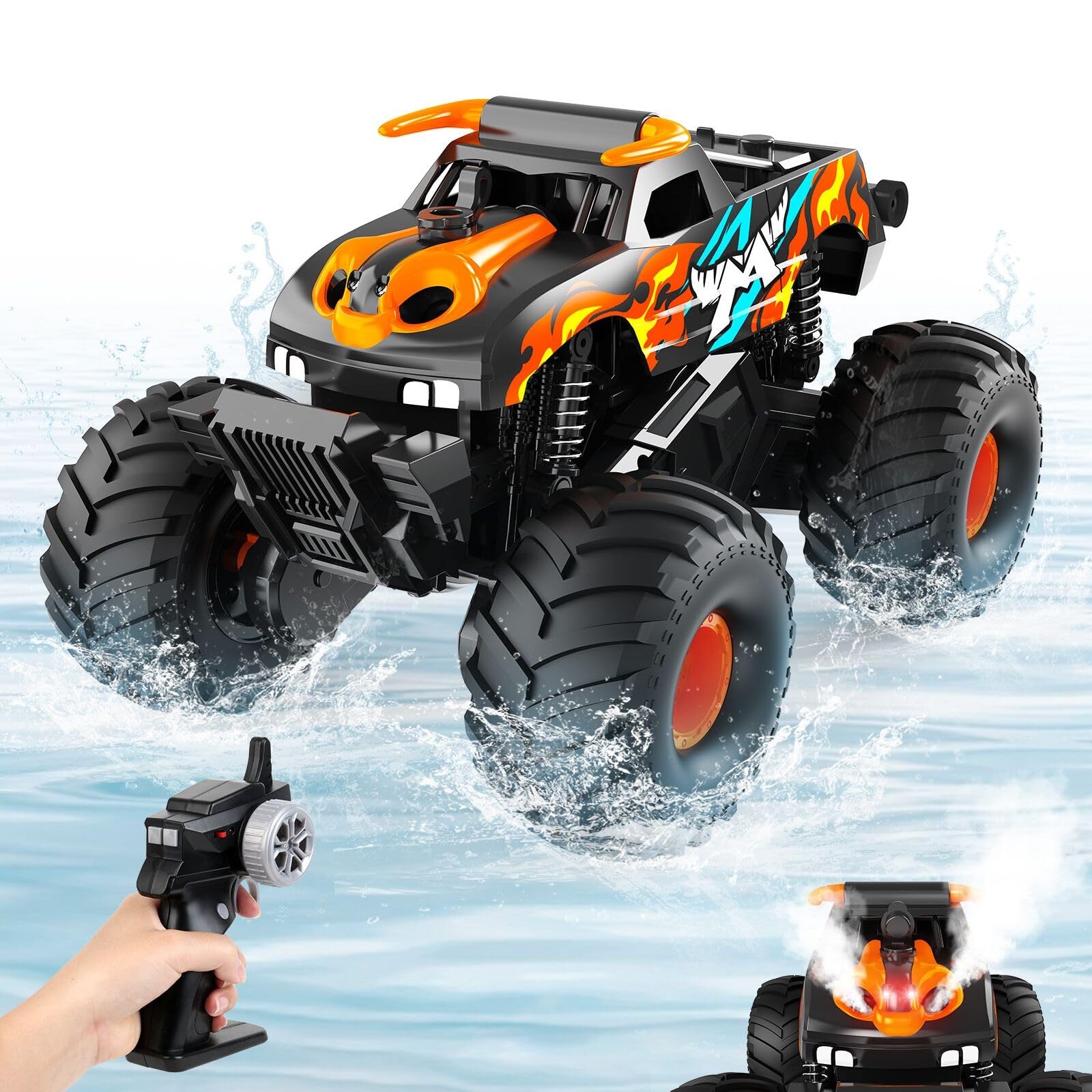 Gampop Remote Control Car Monster Truck Toys,4WD Waterproof Off-Road RC Cars ...