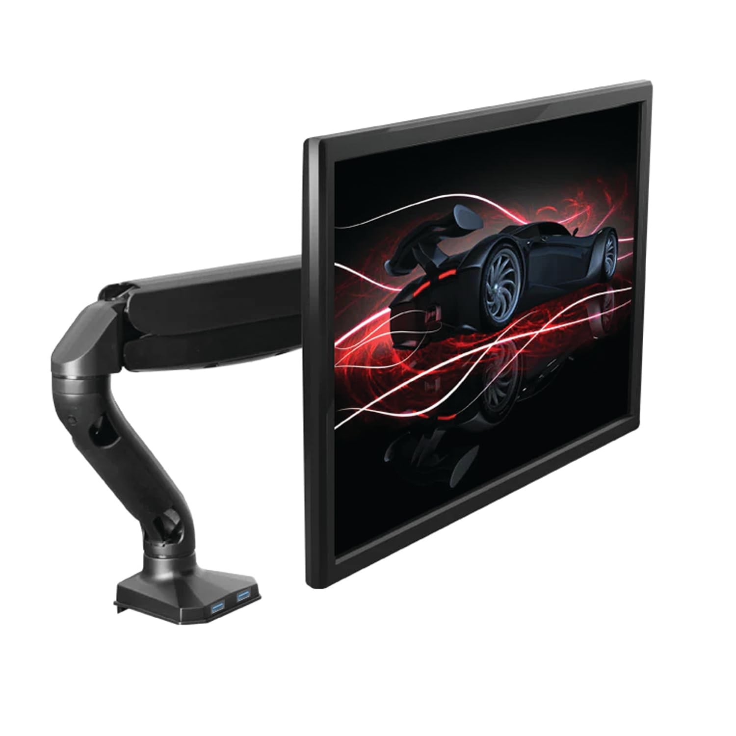 Single Monitor Arm Desk Mount, Computer Monitor Arm Mount w/2 USB Ports Adjus...