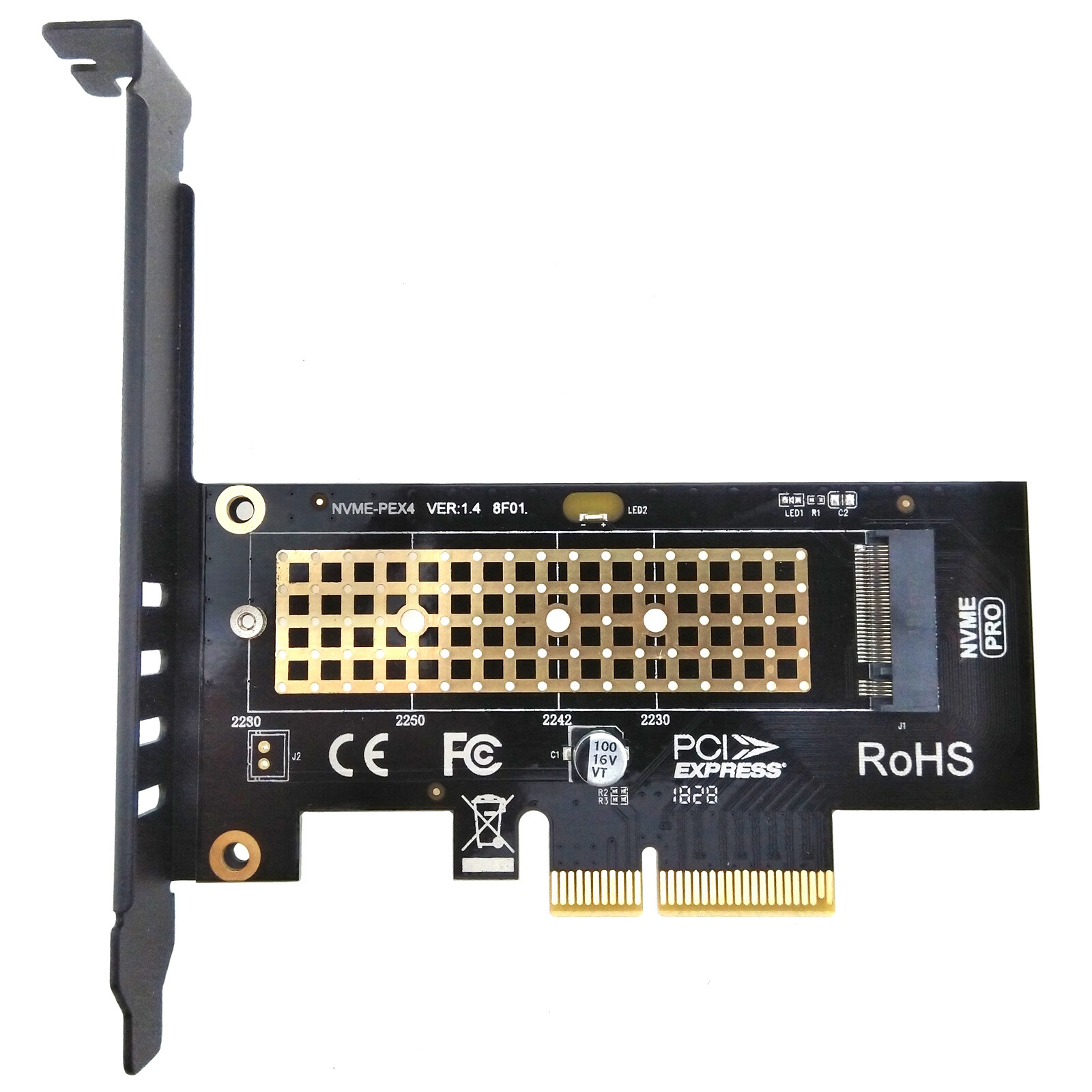 NVMe M.2 to PCIe x4 Card M Key SSD PCI Express 3.0 4.0 Converter for Desktop PC