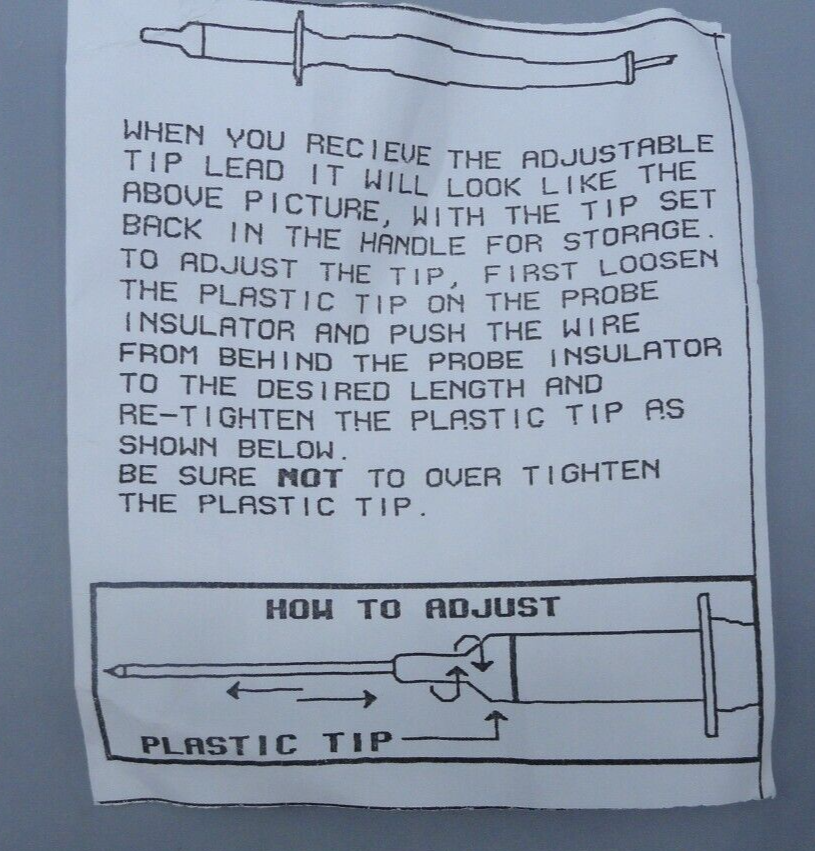 Adjustable Length Needle Tip Test Lead probe set for Multimeter