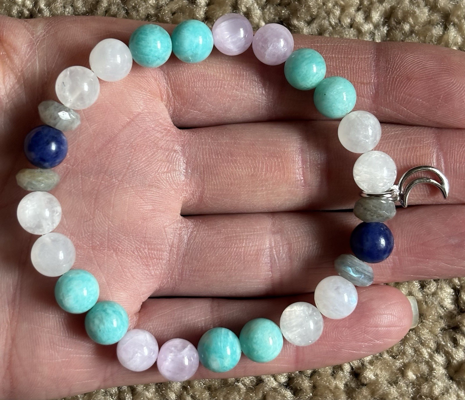 Gemstone Bracelet – Moonstone, Amazonite, Kunzite, Sodalite, & Labradorite