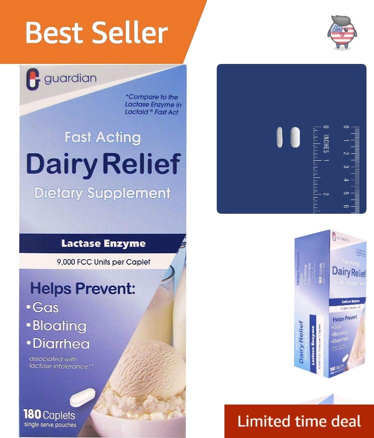 Lactase Enzyme 180 CT - Fast Acting Solution for Lactose Intolerance Relief