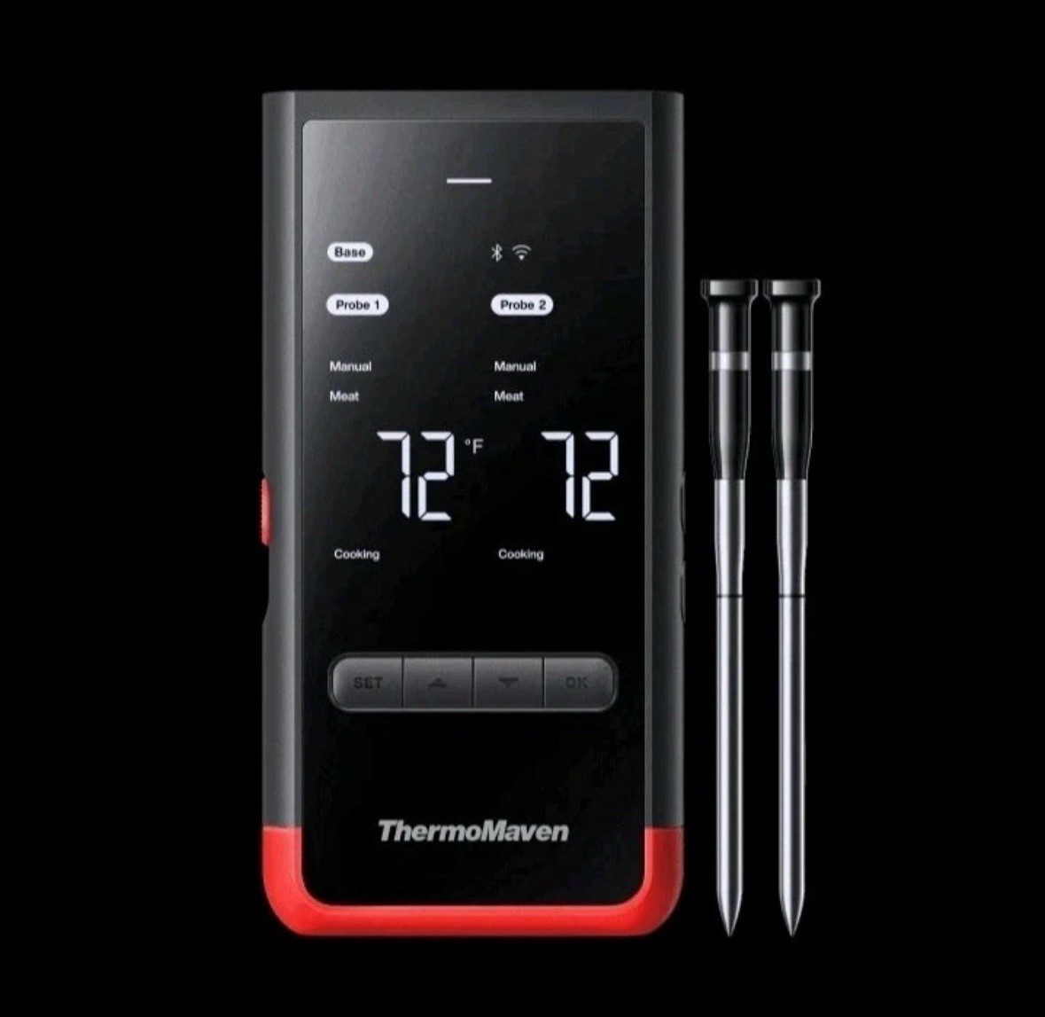 THERMOMAVEN P2 Wireless Thermometer - 2 Probe Set Standalone Base & WiFi WT02