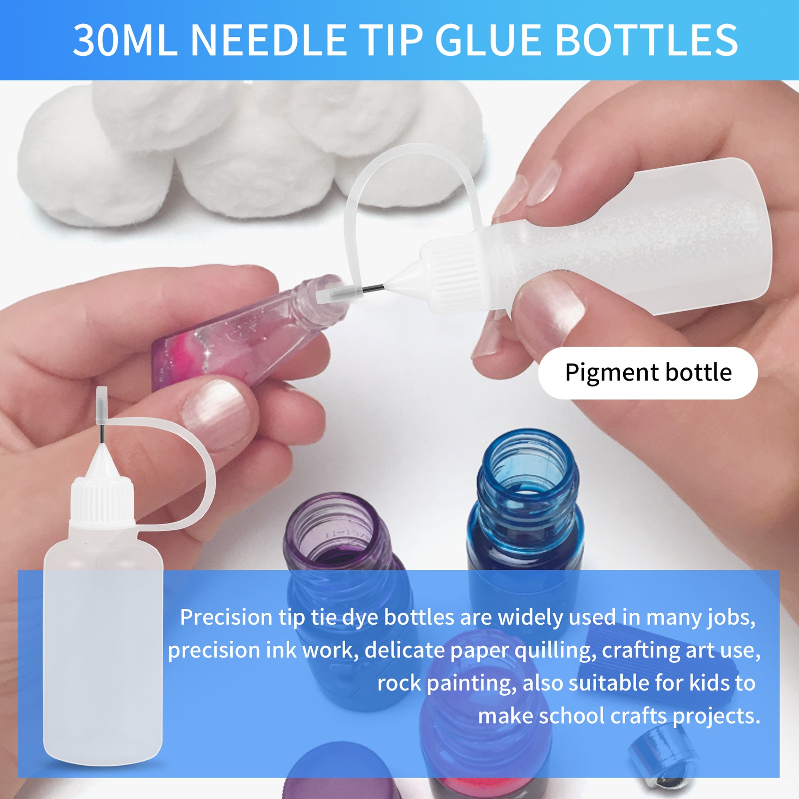 10Pcs 30Ml Plastic Squeezable Tip Applicator Bottle Refillable Dropper7906