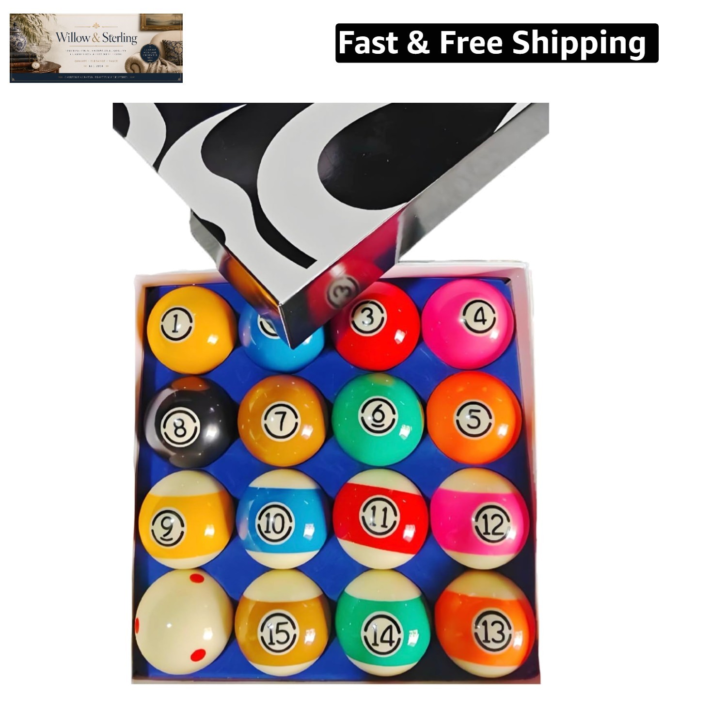 Billiard Balls Standard Set 16 Pool Table Balls 2-1/4 inch Replacement Billia...