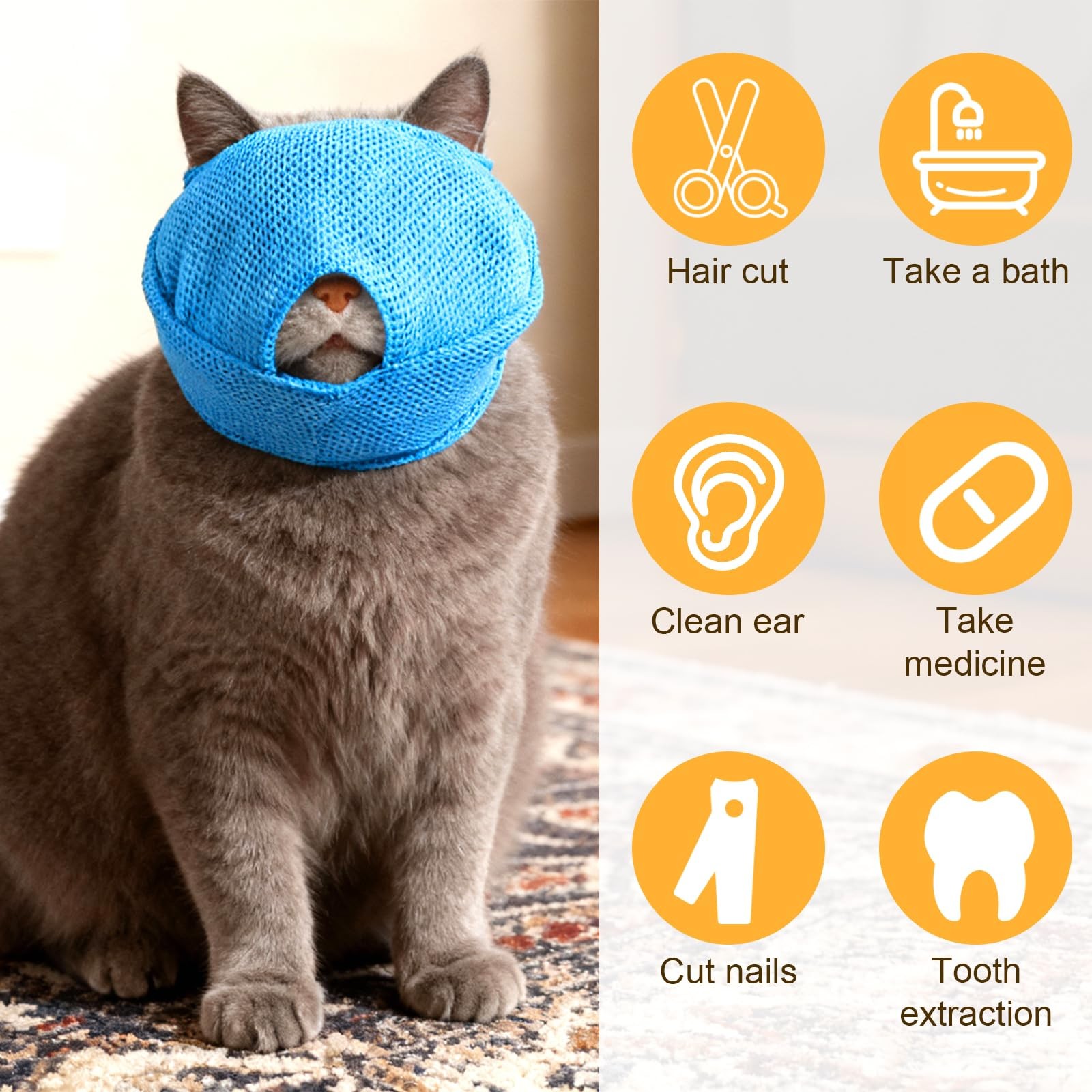 Bozales para gatos Bozales de malla transpirable con cubierta de malla suave