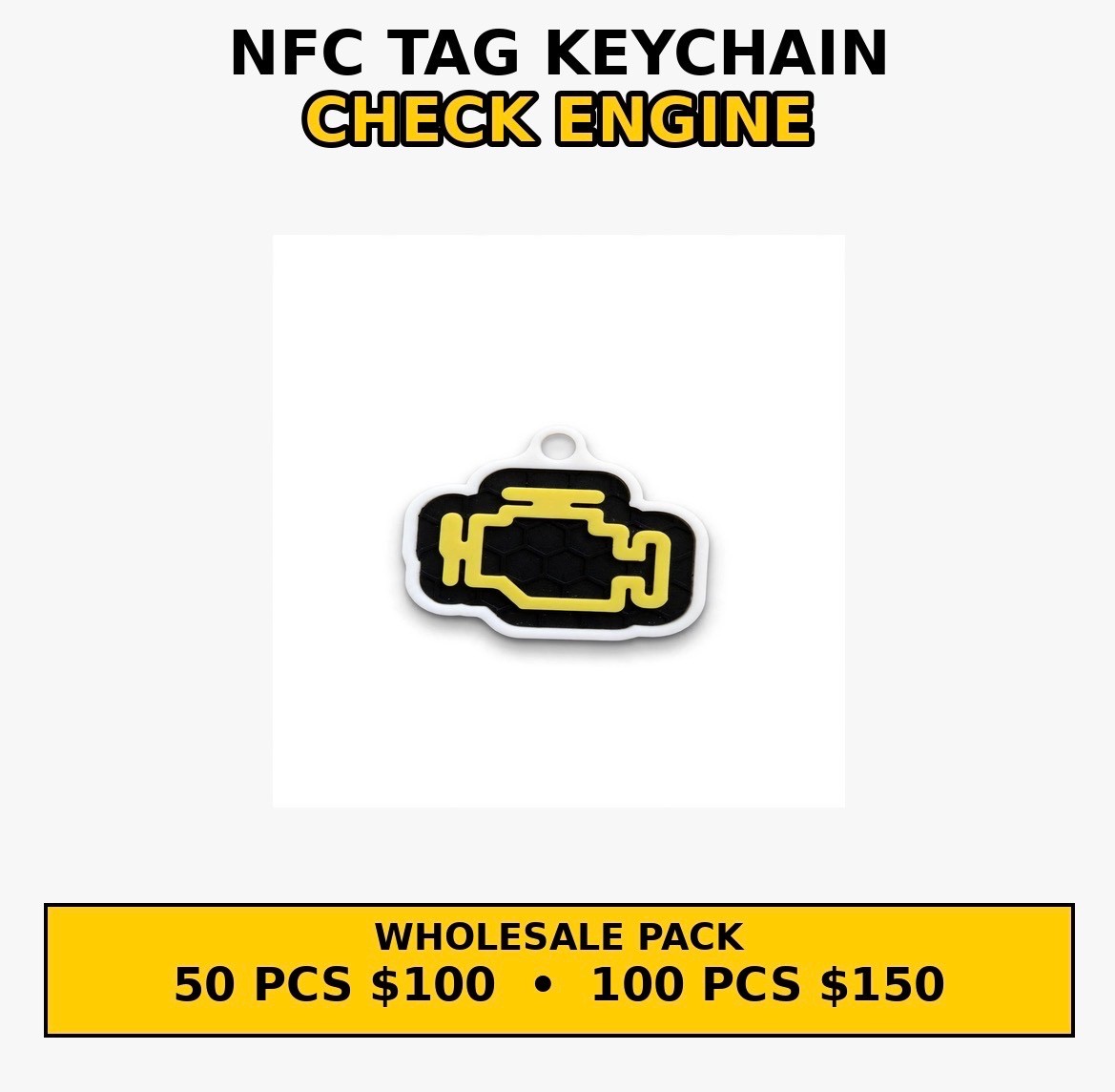 Check engine NFC tag keychain FOR YOUR BUSINESS