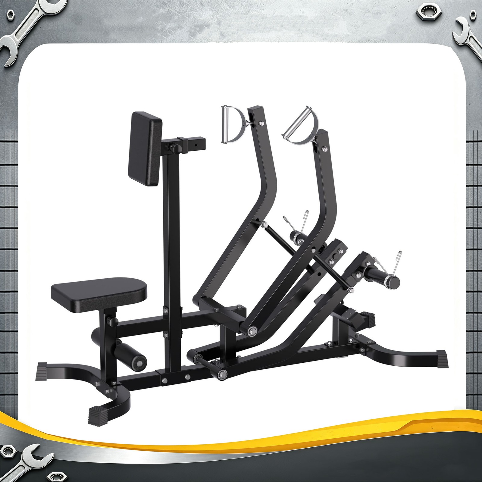 Plate Loaded Seated Row Machine 400lbs Capacity W/ Independent Arms For Home Gym