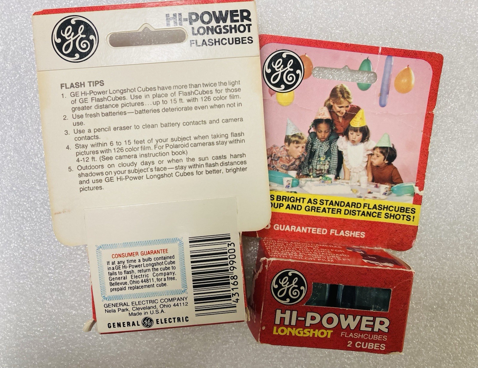 GE Hi-Power Flash Cubes For Polaroid Focused Flash Cameras Two Boxes - 4 Cubes