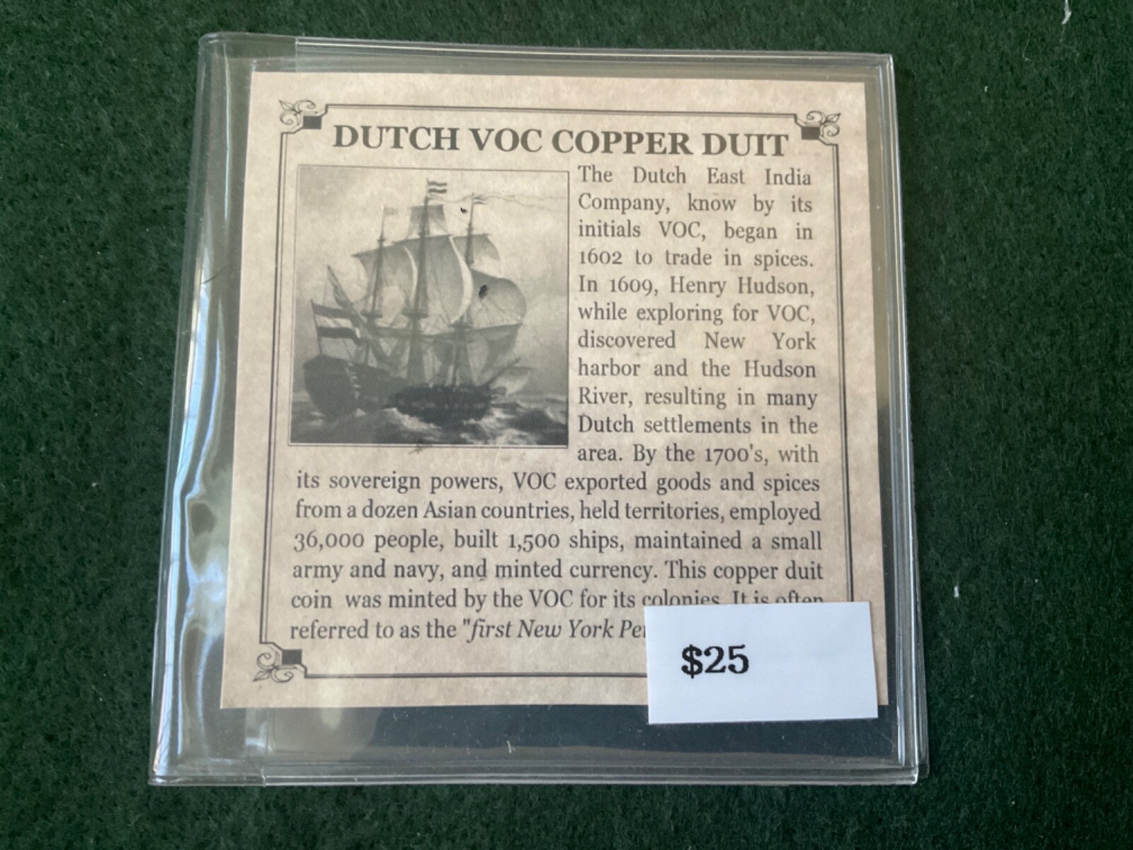 Dutch VOC Copper Duit with History - T4