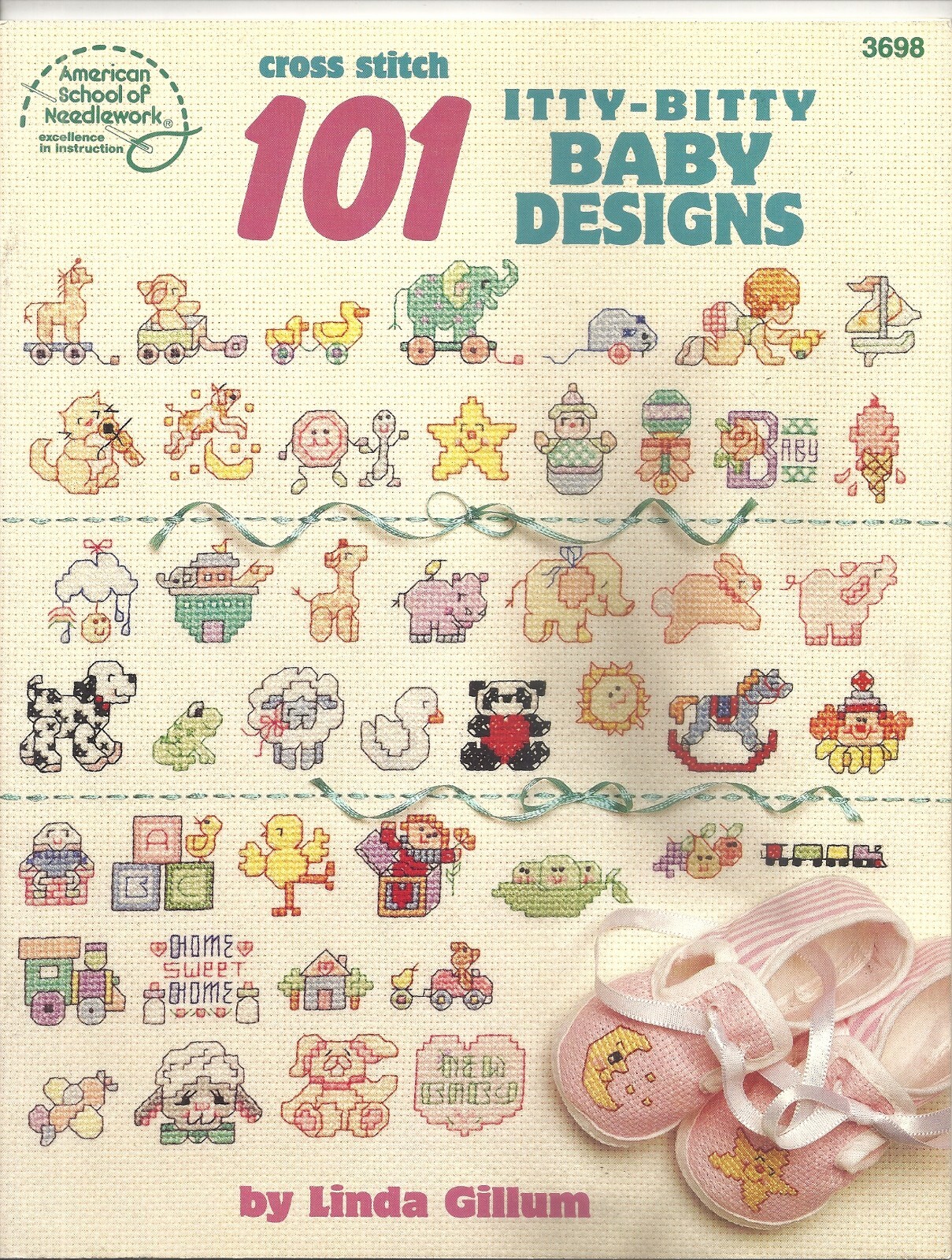 AMERICAN SCHOOL OF NEEDLEWORK ITTY-BITTY BABY DESIGNS CROSS STITCH LEAFLET ©1997