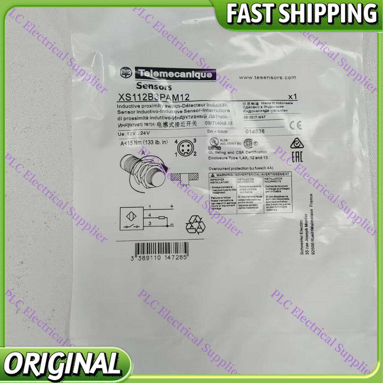 XS112B3PAM12 1PCS Telemecanique XS112B3PAM12 Proximity Switch FAST SHIPPING