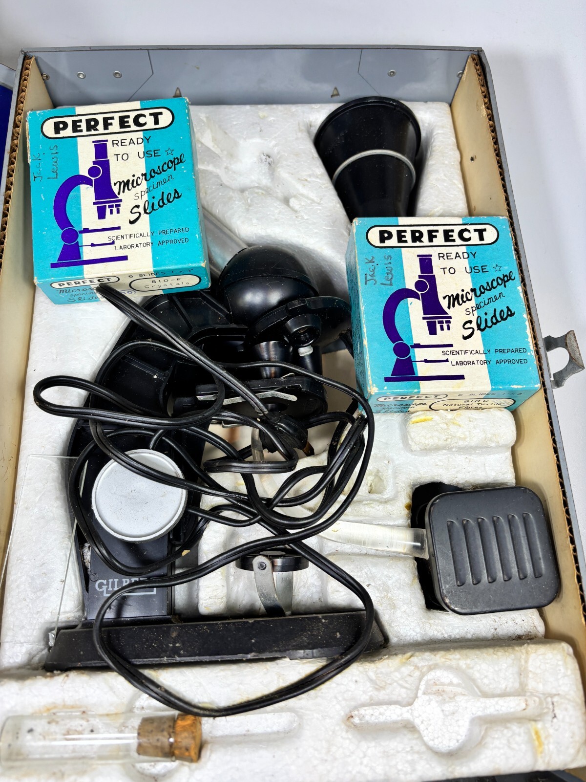 Vintage Gilbert Microscope & Lab Set Metal Box 13072 Experiment Science Tin Box