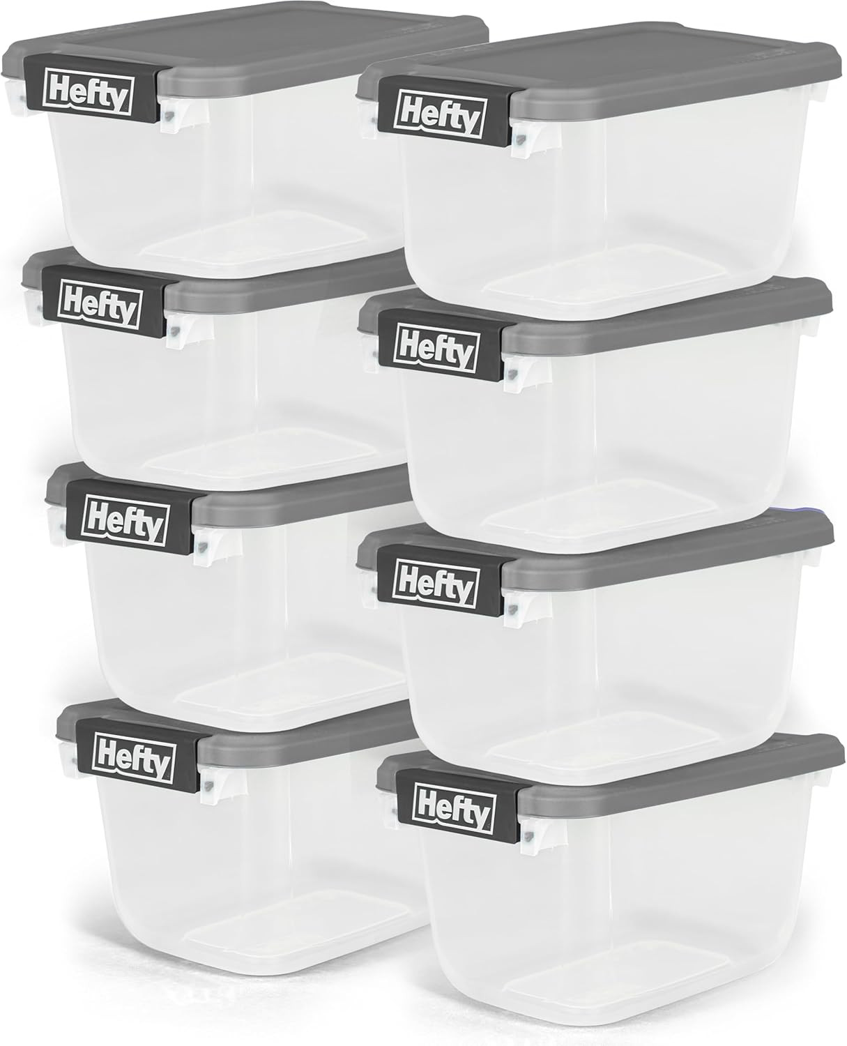 Hefty 6.5 Qt Flat-Lid Storage Bin with Lid, Stackable Plastic Storage Container,