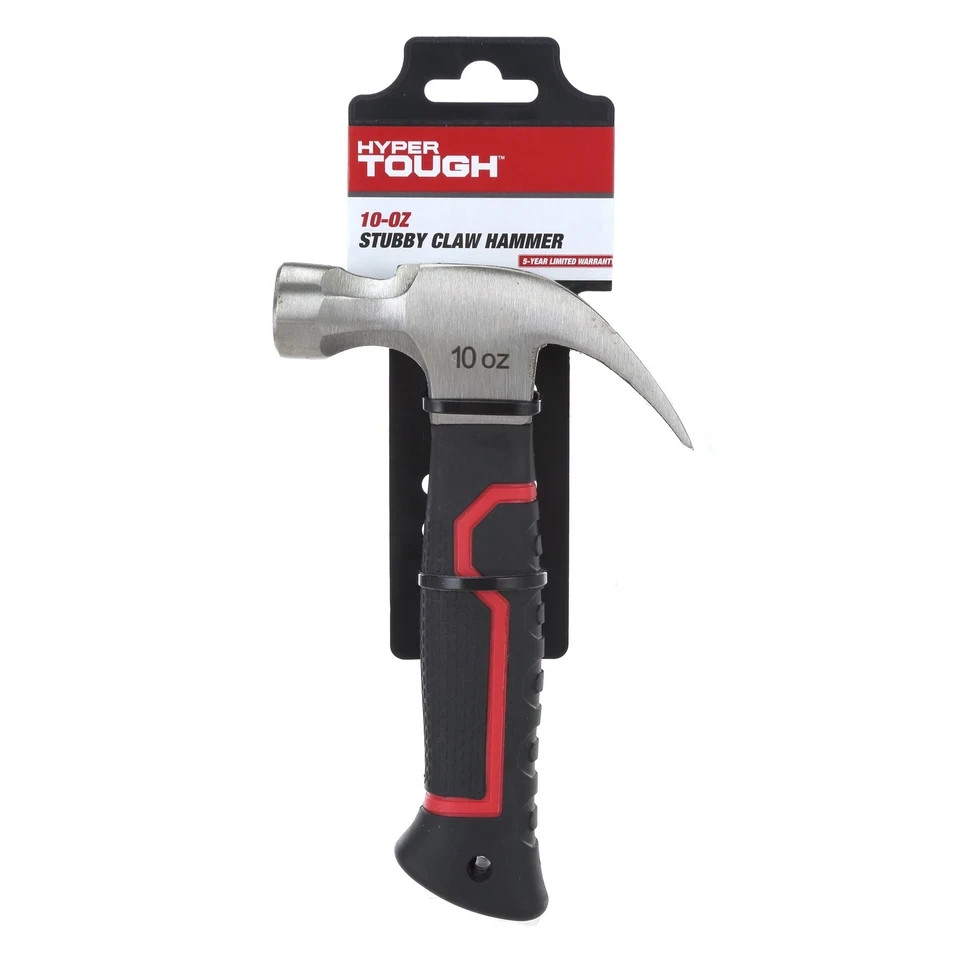 Hyper Tough 10oz Stubby Hammer - Heavy-Duty Head Weight, Compact Grip