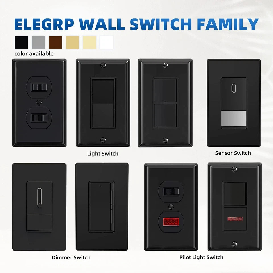 Decorator Double Rocker Light Switch, Two Single Pole, 15A 120V, Glossy Black (1