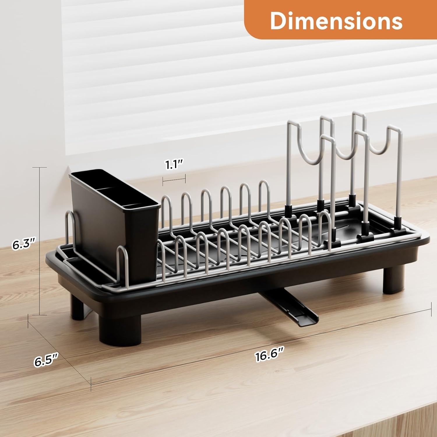 Small Dish Drying Rack, Compact Dish Drainer for Kitchen Counter, with Adjust...