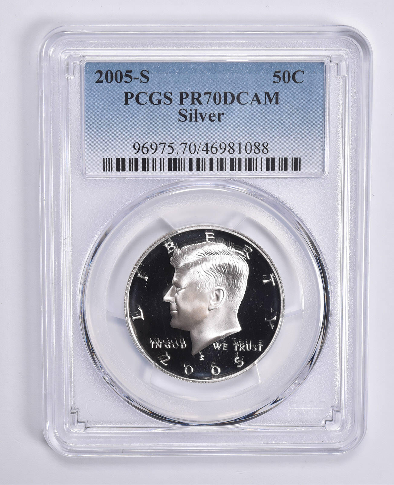 PR70 DCAM 2005-S Silver Kennedy Half Dollar PCGS Blue Label
