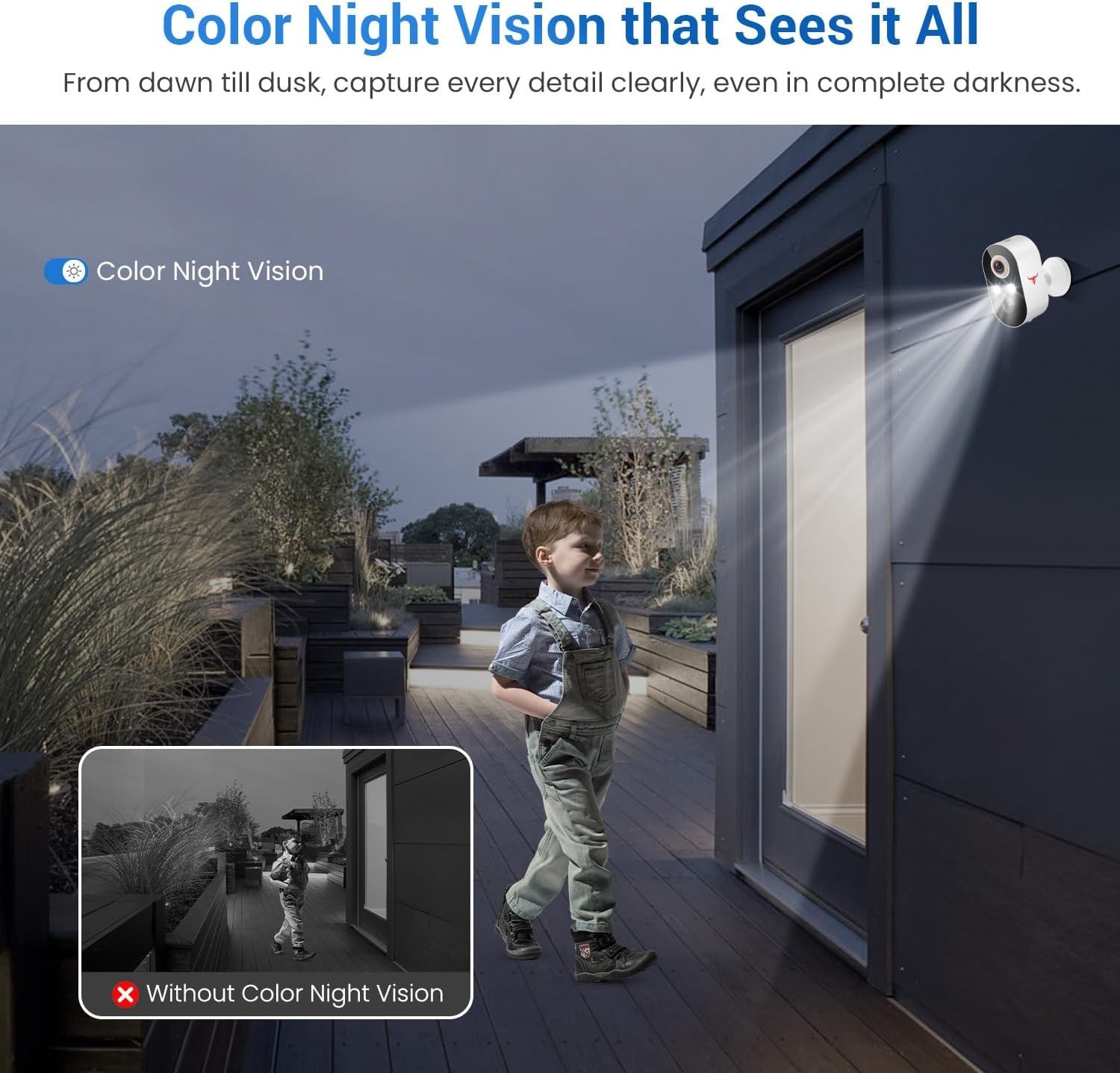 2 Pack Wireless Security Camera System Smart Night Vision Outdoor WiFi Cameras