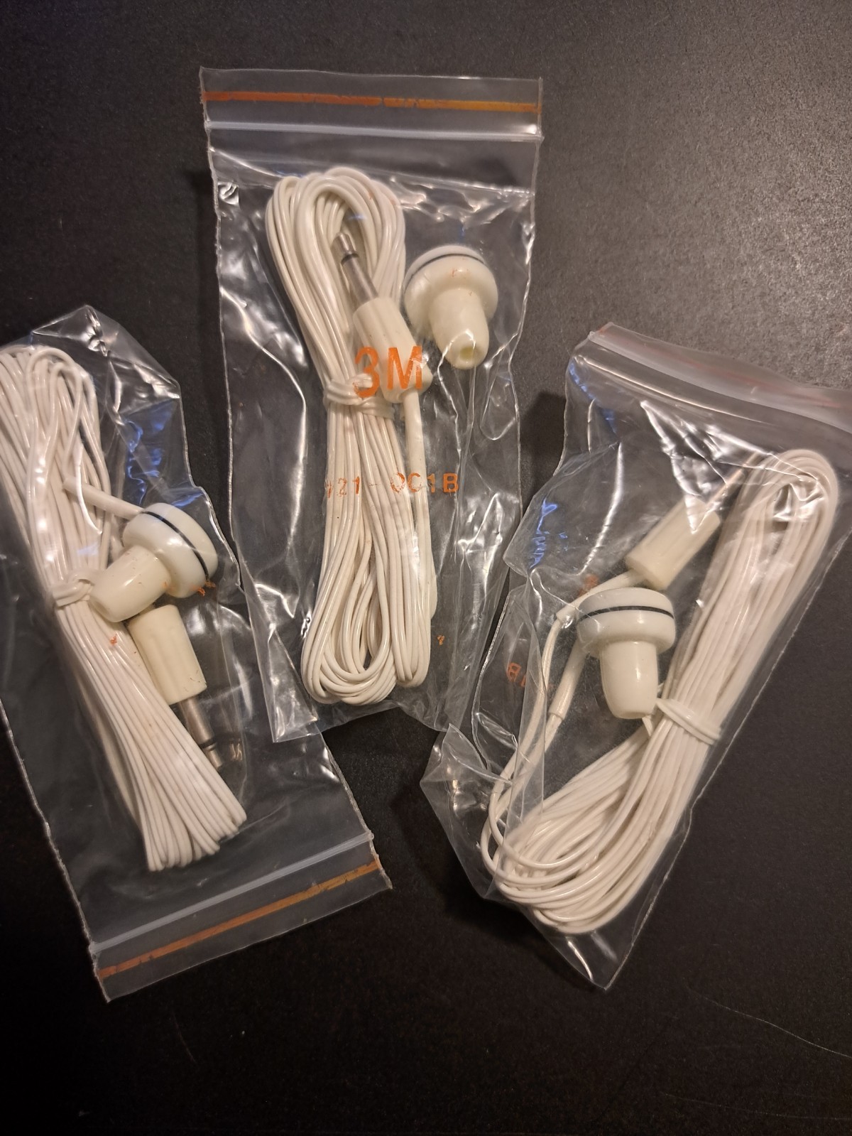 3 Vintage Mono 1/8" plug 19 ohm earphone Buds Radio Cassette Recorder 3M 121-001