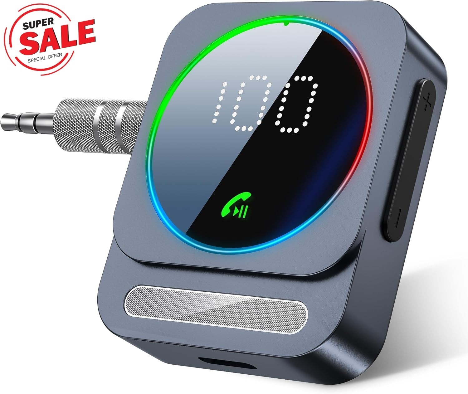 New Adaptador de Auto Auxiliar Portátil para Receptor Bluetooth para Música Mp3