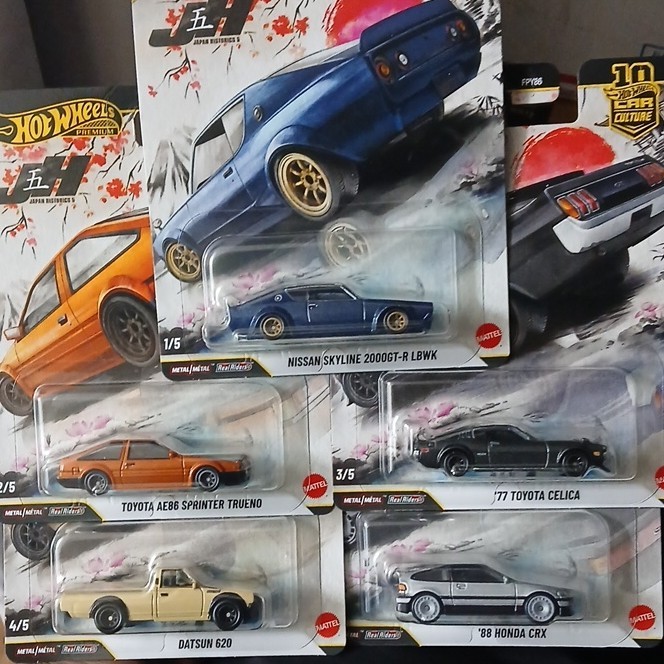 Hot Wheels Japan Historics 5 1:64 Diecast Set Nissan Toyota Datsun Honda