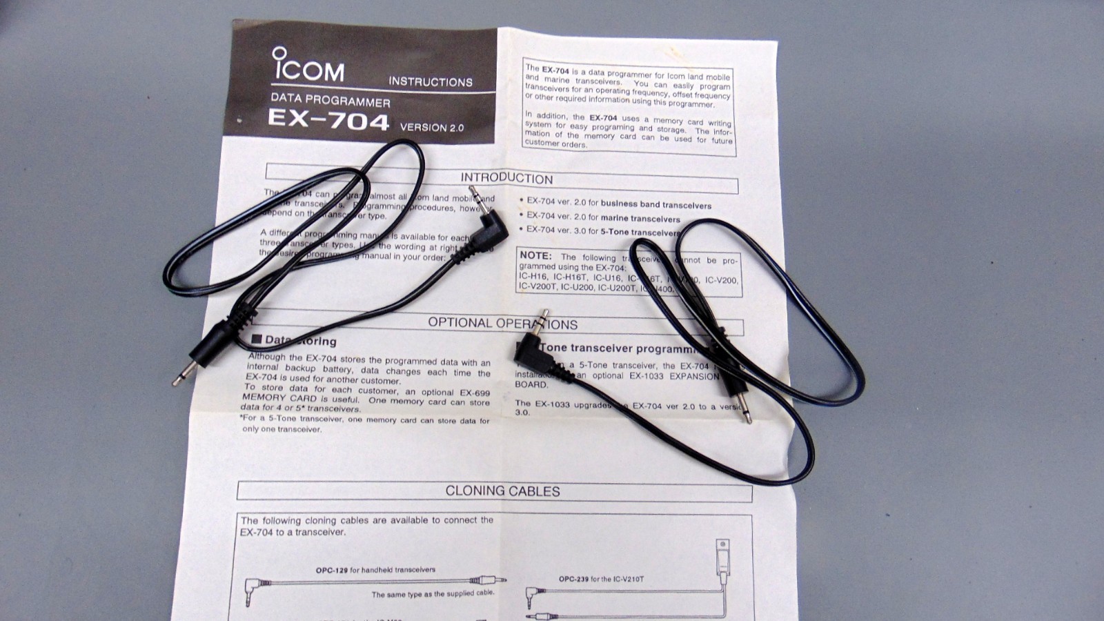 Icom OPC-129 Programming / Cloning Cable with For Icom HT's & EX-704 Programmer
