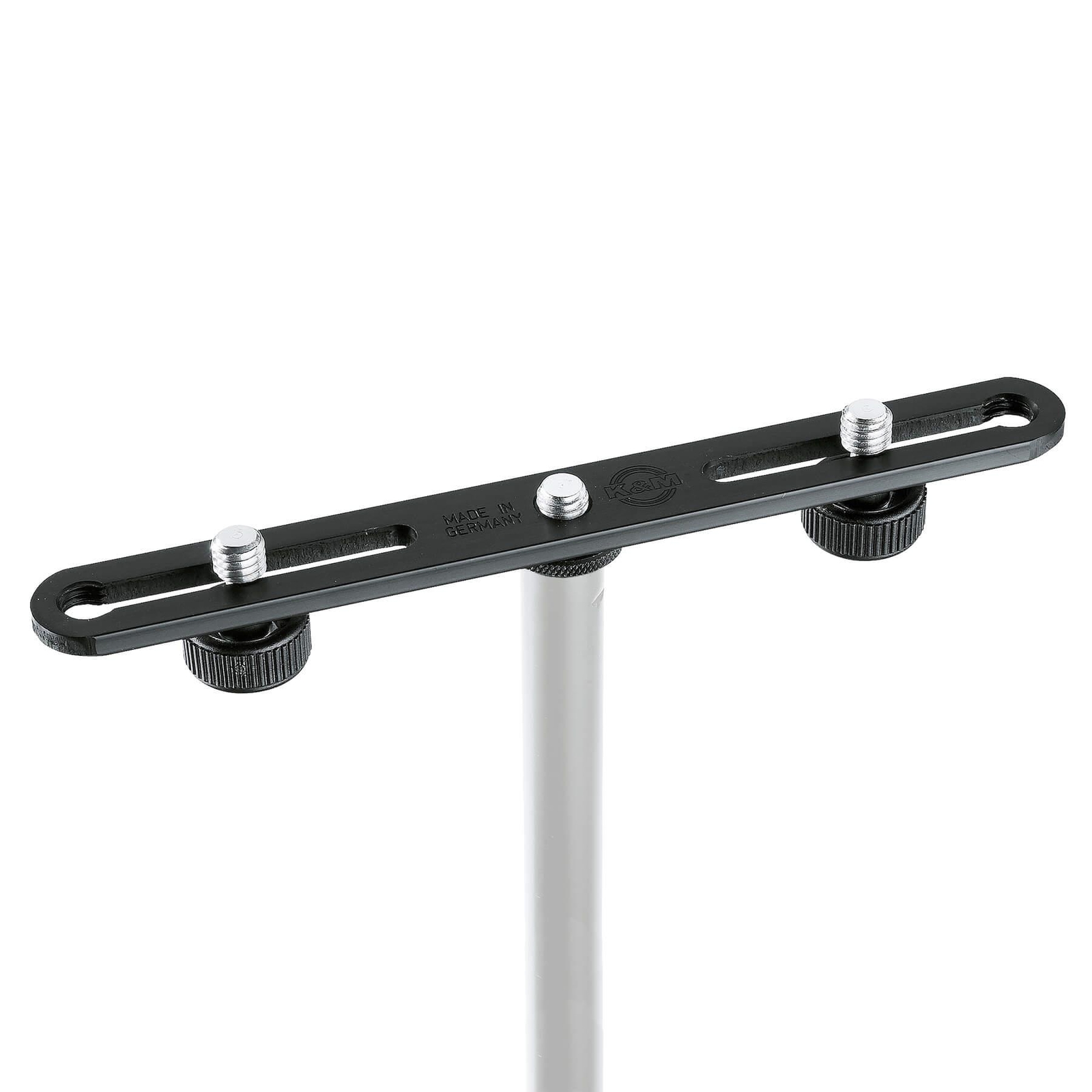 K&M 23550 Black Stereo Microphone T-Bar Adapter 2 Mic Attachment Bar
