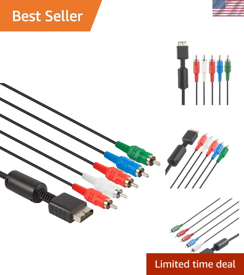 High Definition 6FT Component AV Cable for PS2/PS3 - RCA, Black & Durable