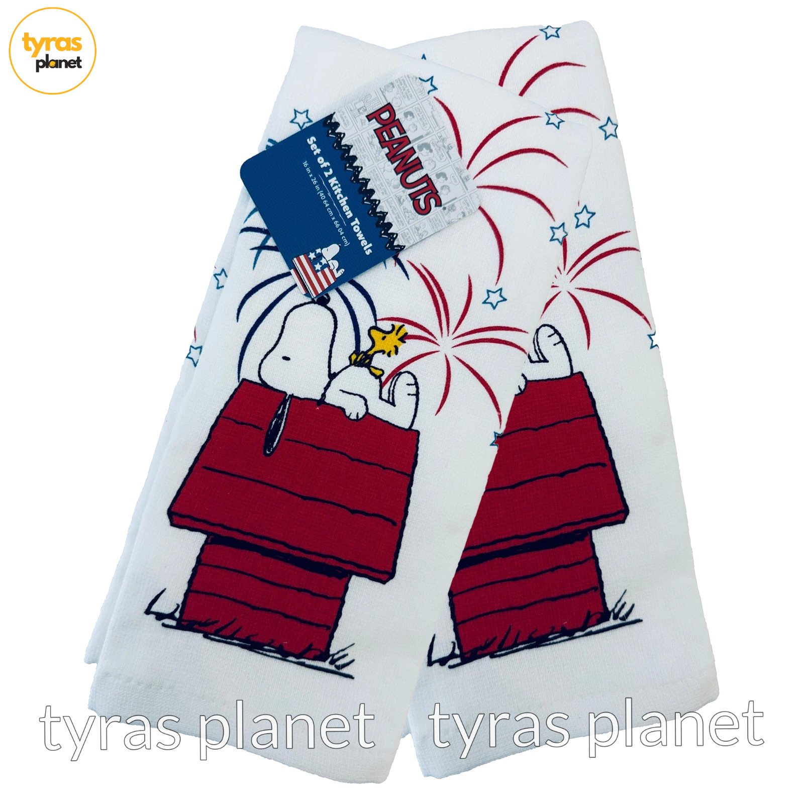 Peanuts Snoopy Americana Woodstock Patriotic Set of 2 Kitchen Towels