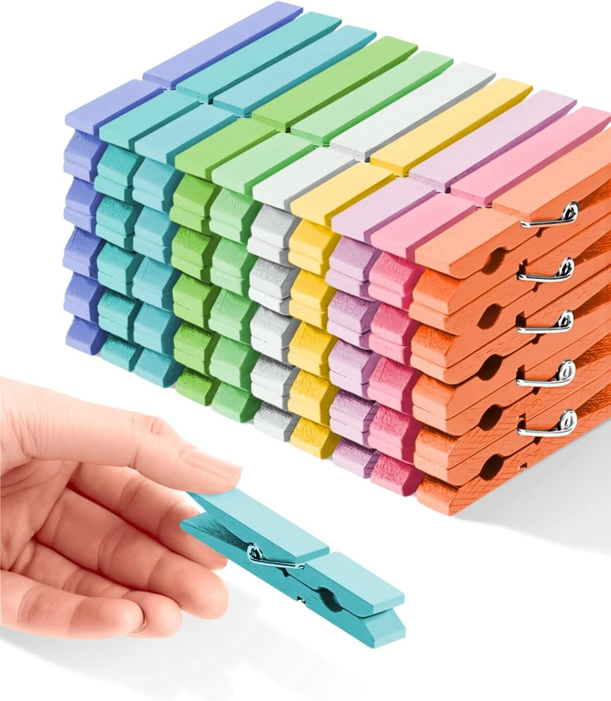 Clothes Pins Colored Clothespins Wooden Cheer Pins 50-Pack 2.9 Inch Close Pins 1