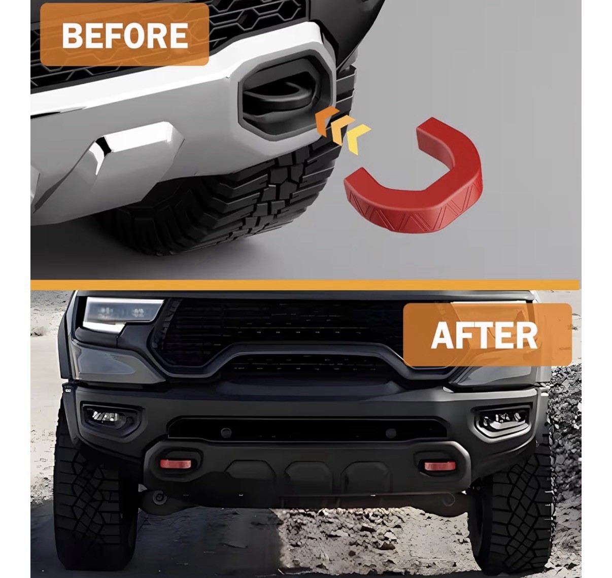 Pair Front Tow Hooks Covers Customized Car Tow Hooks For 2019-2024 RAM 1500 Red