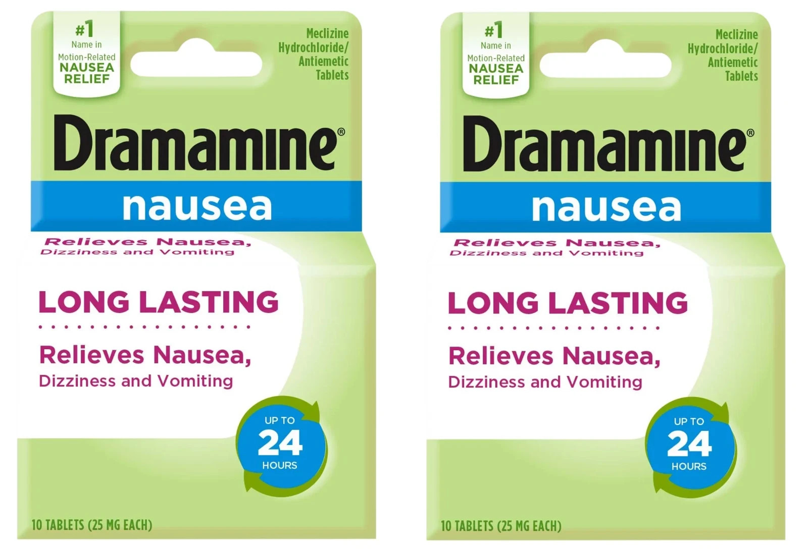 2 Pack Dramamine-N Long Lasting Formula Nausea Relief  10 Count/Box  EXP 02/2026