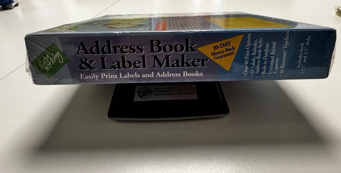 Easy Working Address Book & Label Maker Factory Sealed Vintage DOS Floppy Disk