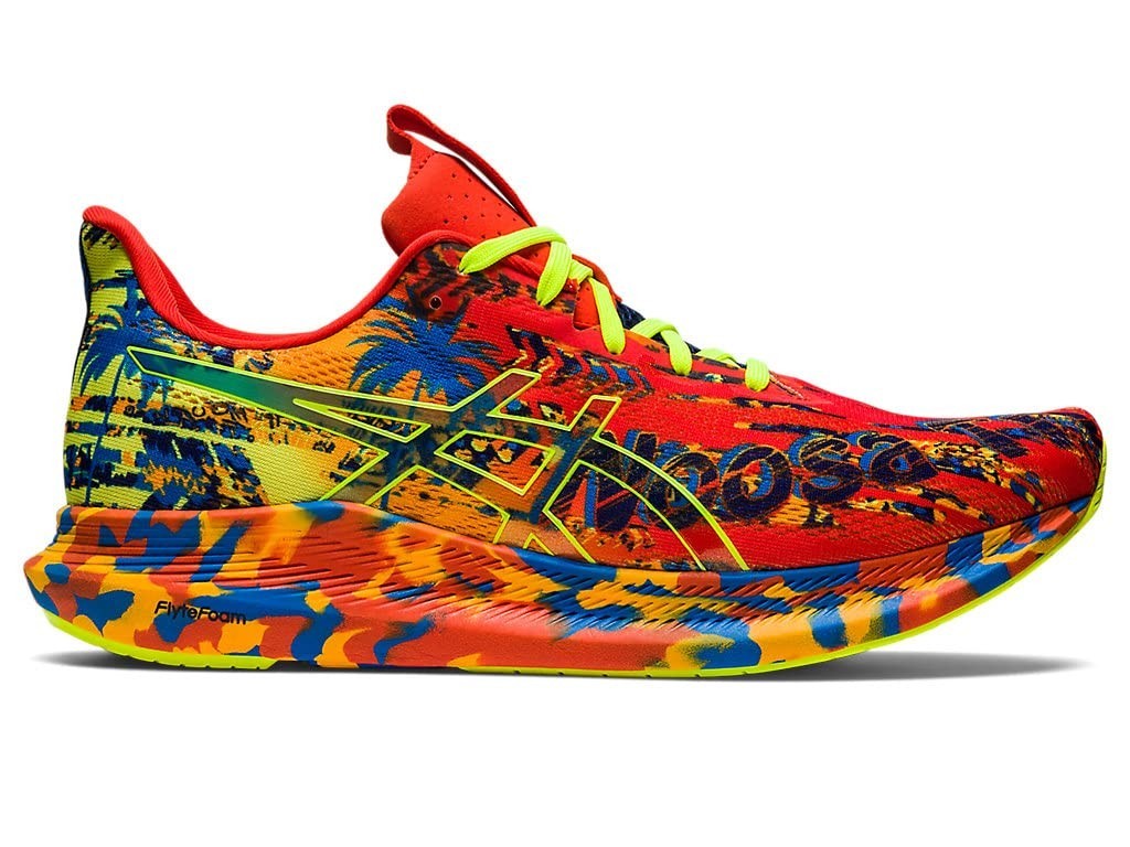 ASICS Men's Noosa TRI 14 Running Shoes, US 12 , Cherry Tomato/Safety Yellow
