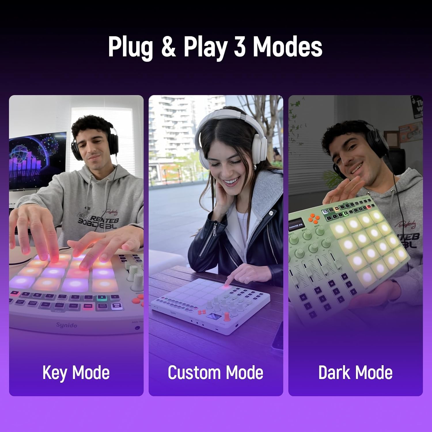 Synido MIDI Pad Controller, Rechargeable Beat Maker Machine with 16 RGB Beat Pad