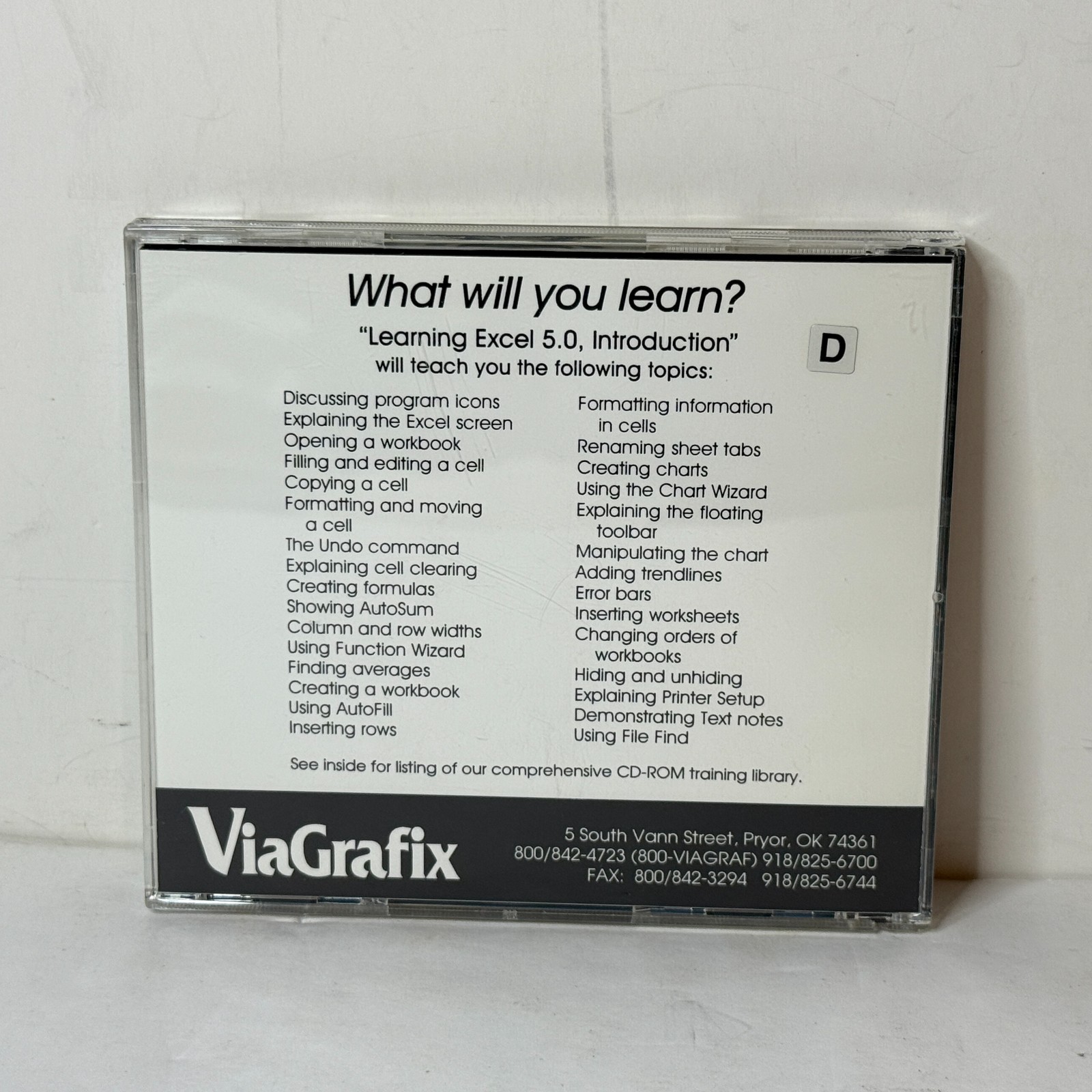 Learning Excel ViaGrafix 5.0 Vintage Software CD-ROM PC *B2G2 FREE*