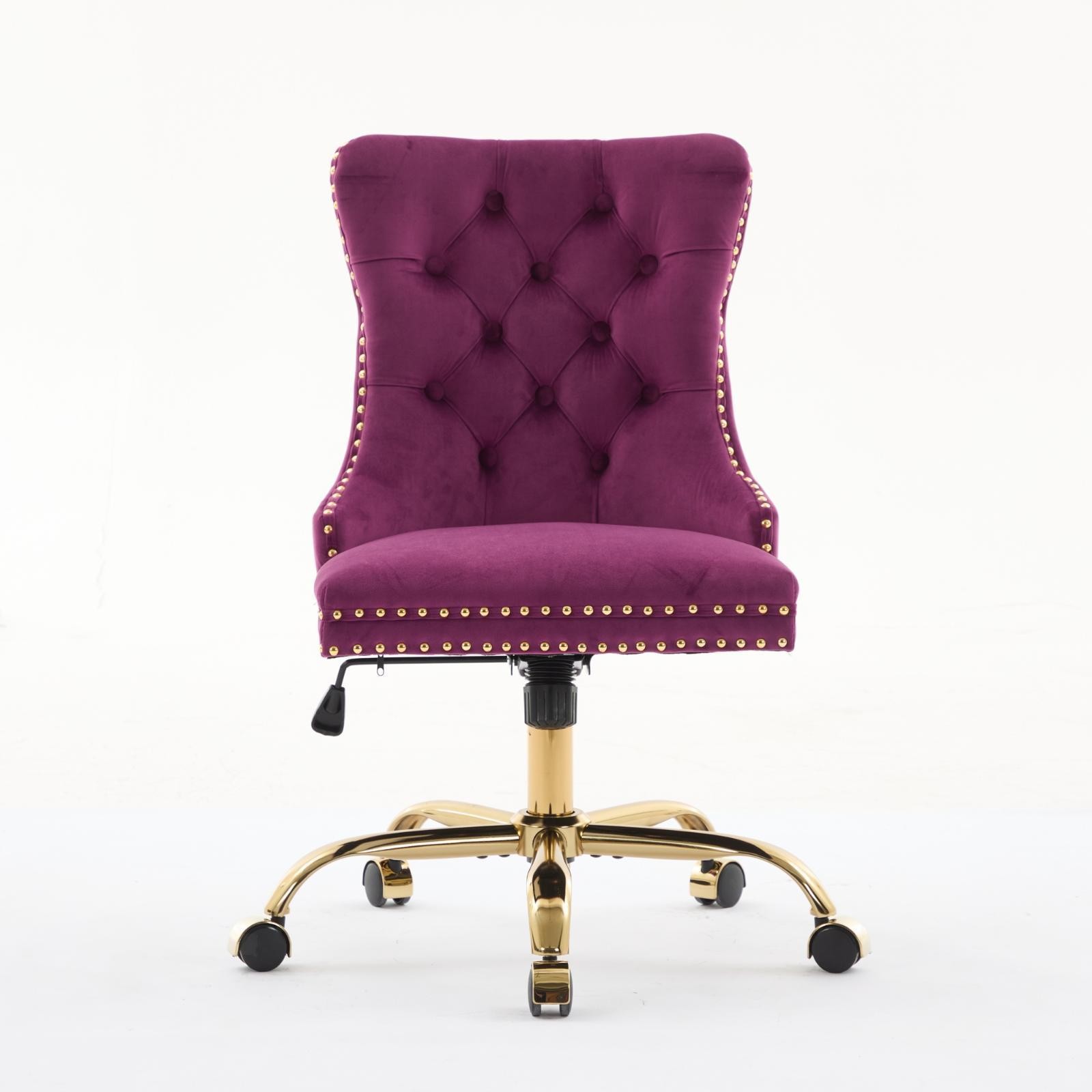 A&A Furniture Office Chair,Modern Velvet Upholstered Tufted Button Home