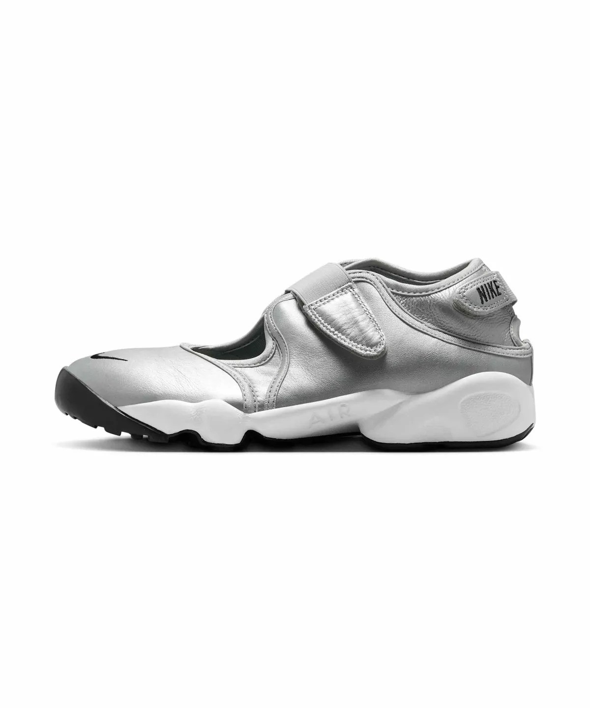 Nike Air Rift Leather Metallic Silver Black Sail HM5737-003 Womens Shoes