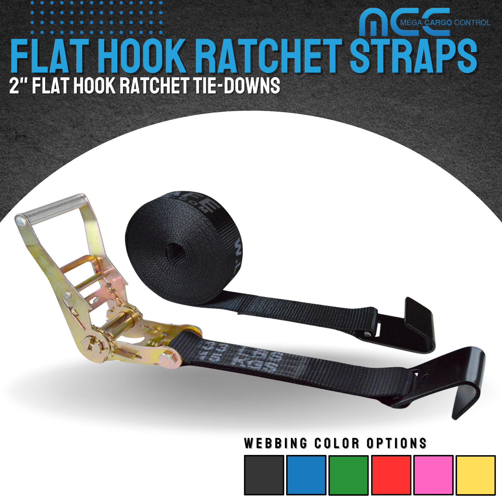 2 Pack 2" x 30' Ratchet Strap w/Flat Hook Flatbed Truck Trailer Farming Tie Down