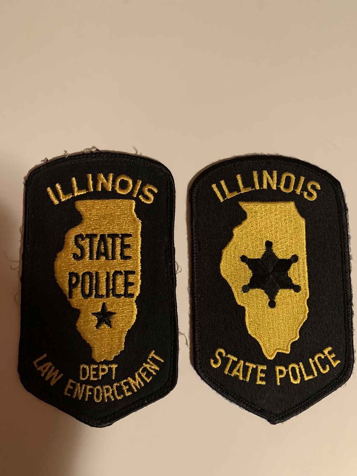 ILLINOIS STATE POLICE Iron On Patch 3" x 1.75" Plus One Other Diff. Police Patch