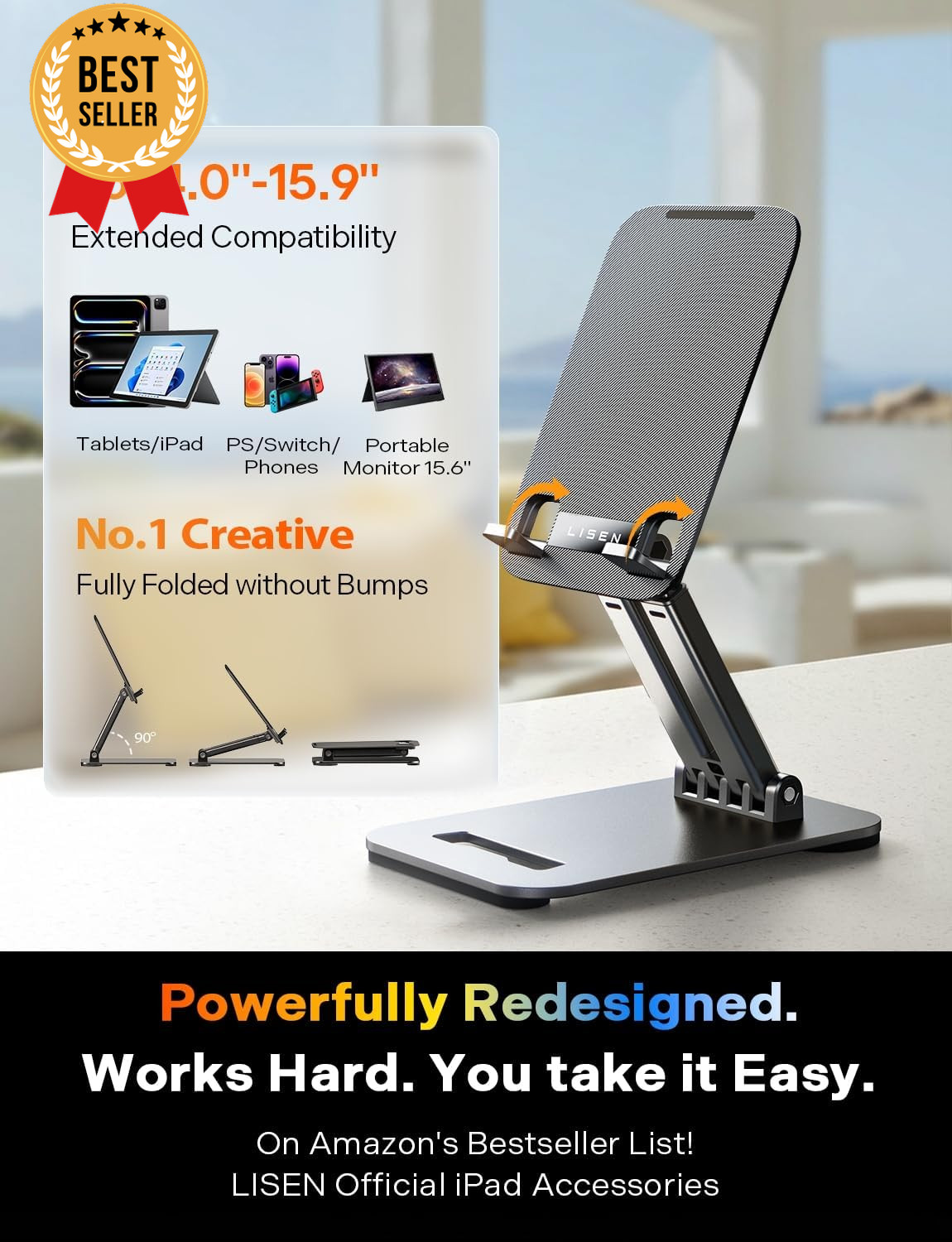 Tablet Stand iPad Holder Adjustable Foldable Desk Stand for Kindle Switch