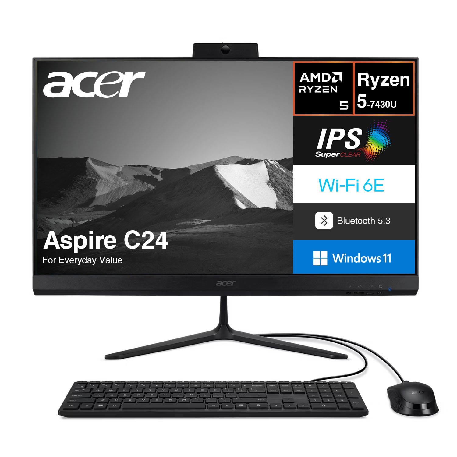 Acer Aspire 23.8" 1920x1080 AMD Ryzen 5 7430U 16GB RAM 1TB SSD Windows 11 Pro