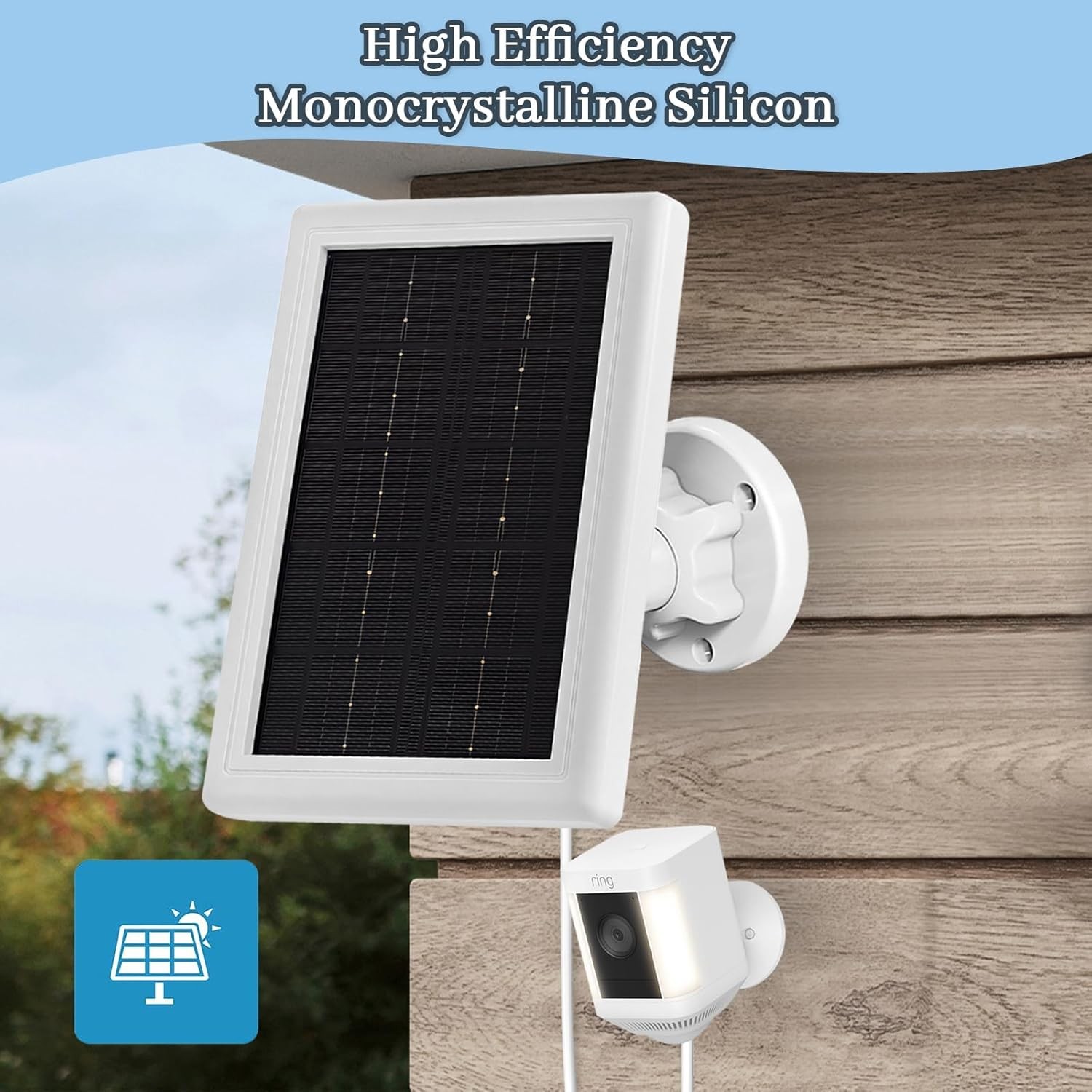 Solar Panel for Ring Camera(2nd Generation) Dustproof Waterproof 5W Solar Panel