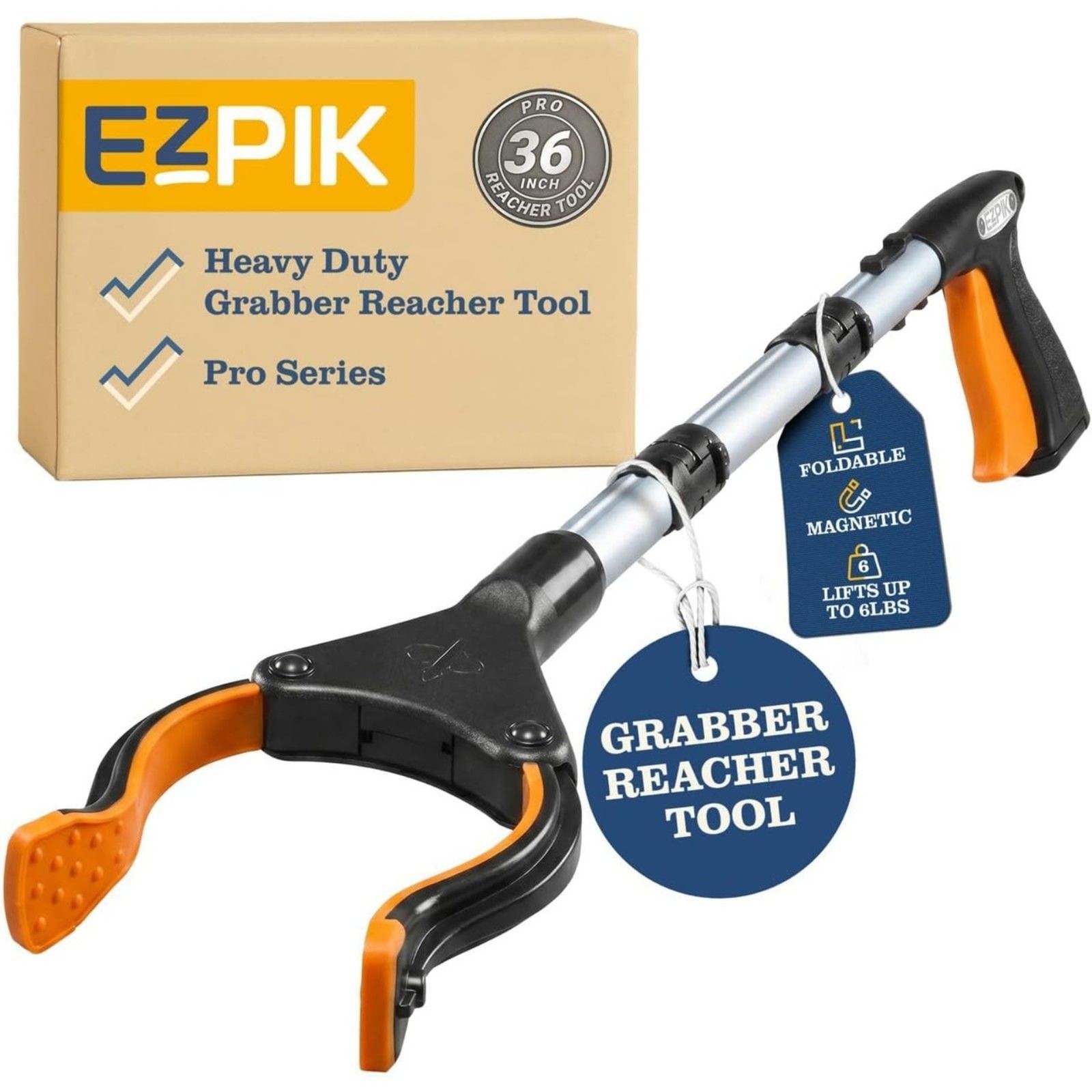 EZPIK Pro 36" Foldable Grabber Reacher Tool for Seniors, Trash Picker