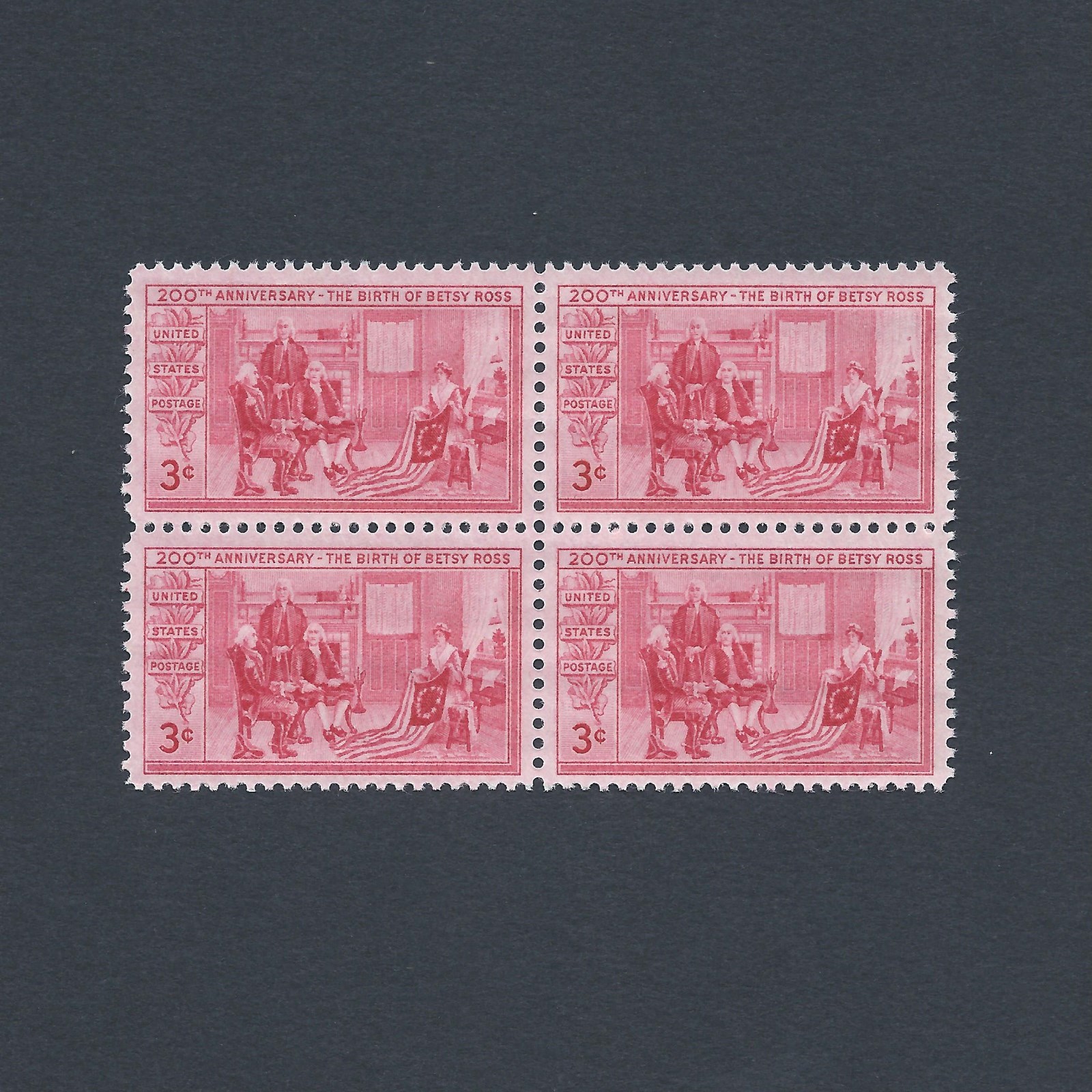 Betsy Ross - First Flag of the Revolution Mint Set of 4 Stamps 72 Years Old!