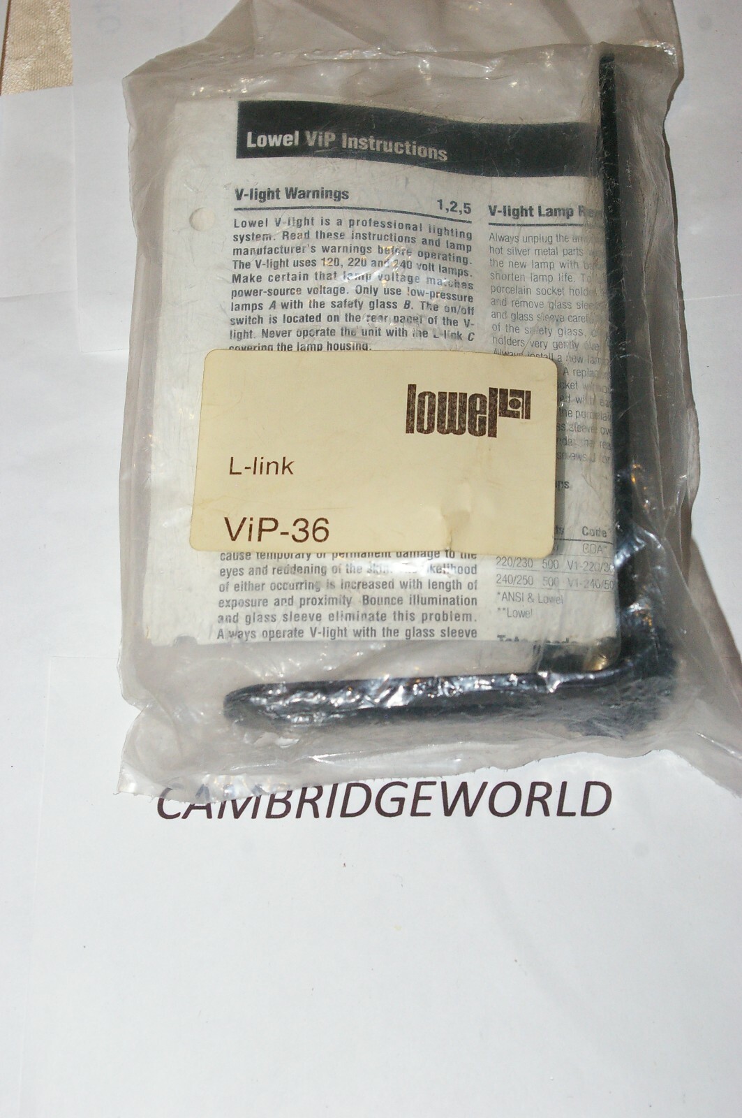 Lowel L-Link  VIP-36 BRACKET NEW with SCREW