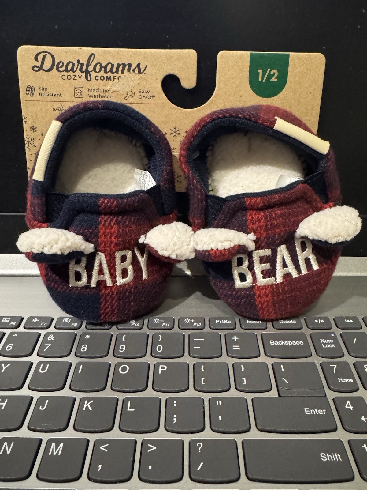 Dearfoams Cozy Comfort Baby Bear Slippers size 1/2